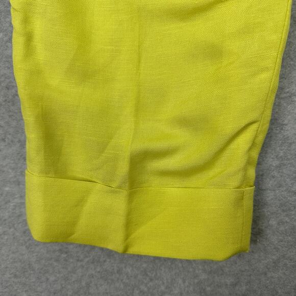 Calvin Klein Pants Linen Blend WMNS 14 Lime Yellow Lined Straight Leg High Rise - Picture 7 of 16